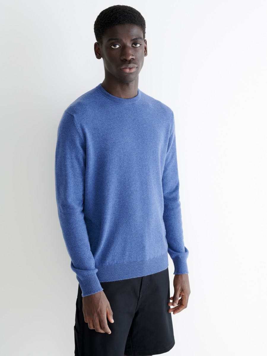 Mens Eero Blue Multi Cashmere Knitted Sweater | Begg x Co