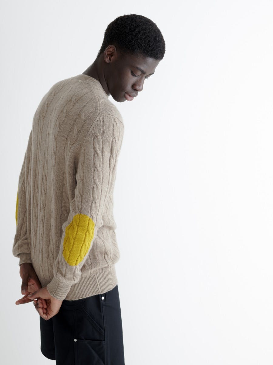 Mens Natural Yellow Rohe Cashmere Crew Neck | Begg x Co
