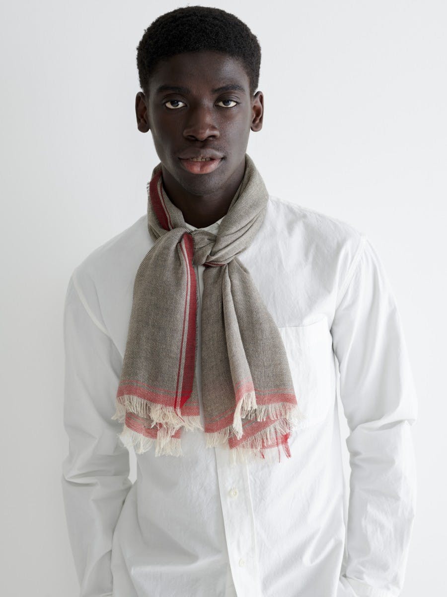 Mens Dark Natural Red Cashmere Cotton Scarf | Begg x Co
