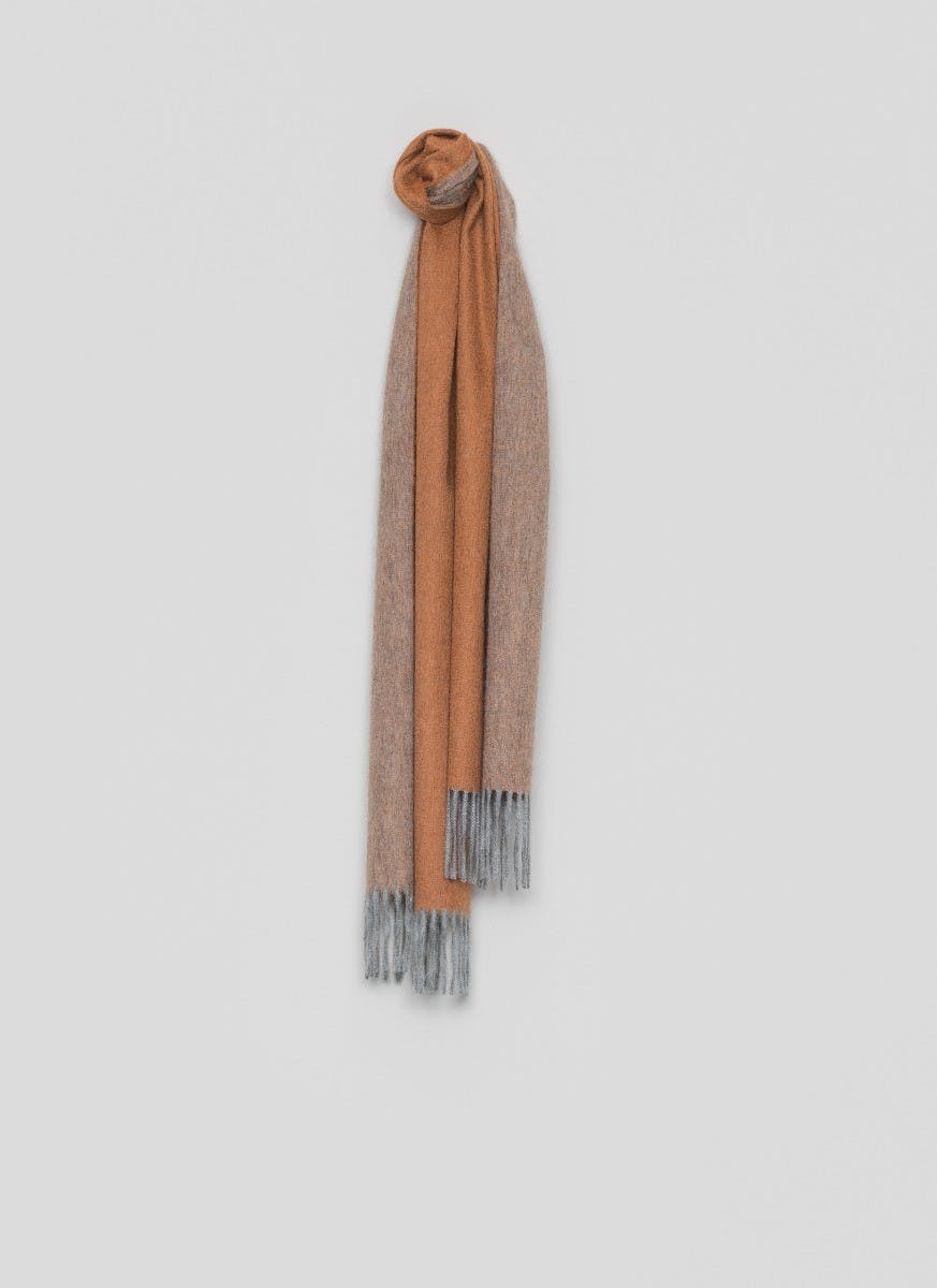 Arran Reversible Womens Cashmere Scarf Flannel Rust | Begg x Co