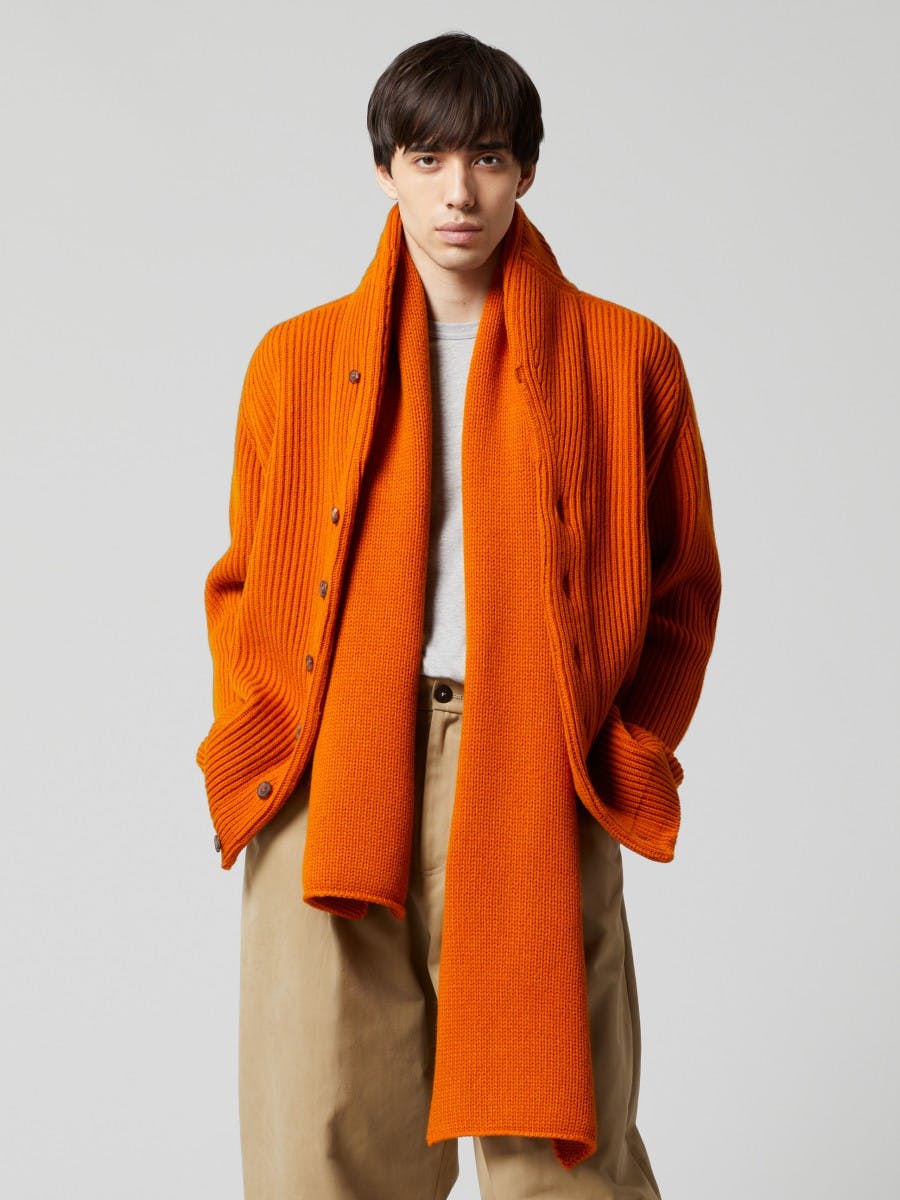 Men's Cinnamon Knitted Cashmere Scarf | Begg x Co