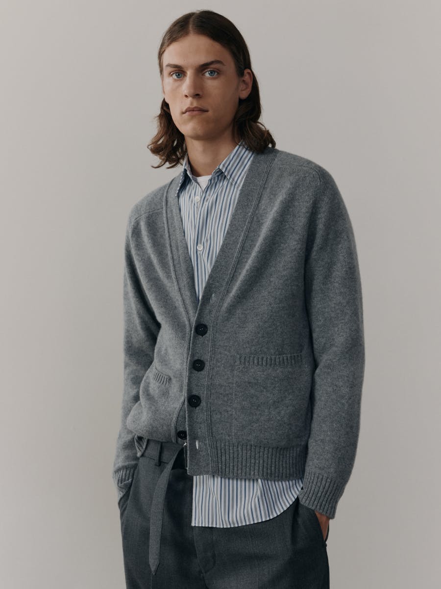 Mens Architect Knitted Cashmere Cardigan Grey | Begg x Co