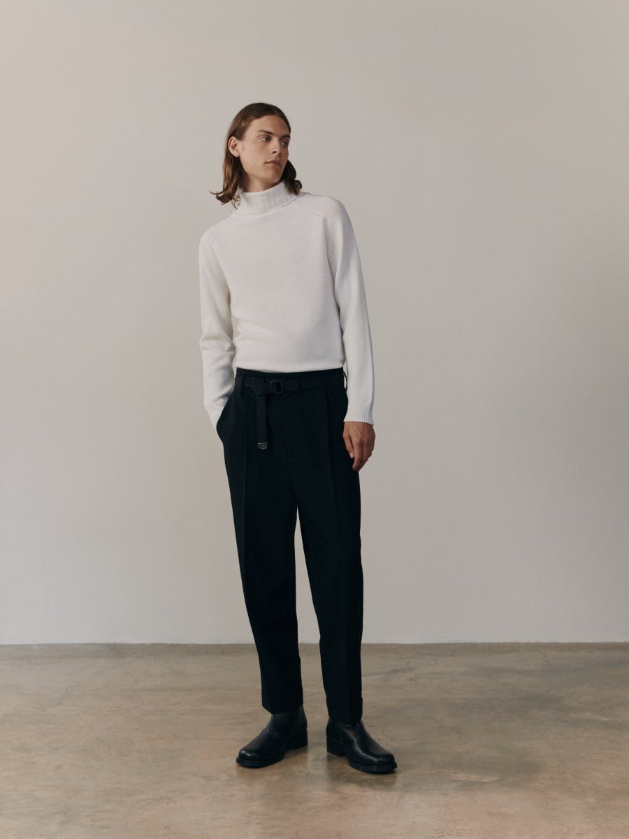 Mens Architect Roll Collar Cashmere Sweater Frost | Begg x Co