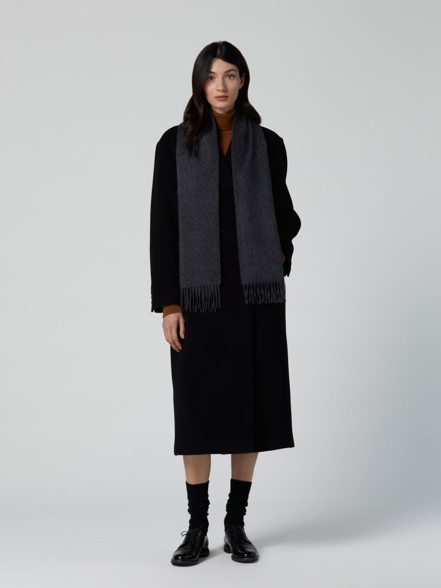 Arran Plain Womens Cashmere Small Scarf Dark Grey | Begg x Co