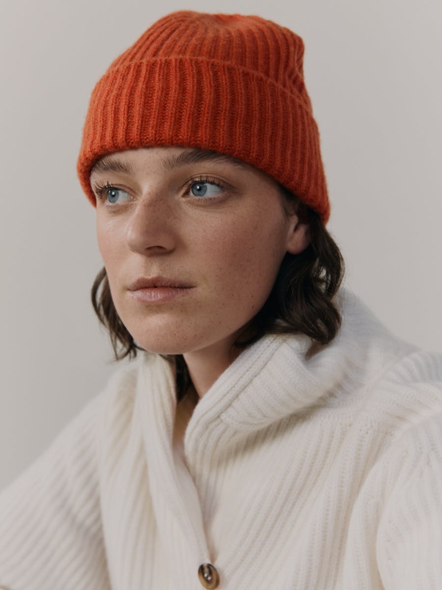  Women's Orange Cashmere Alex Beanie Hat | Begg x Co 