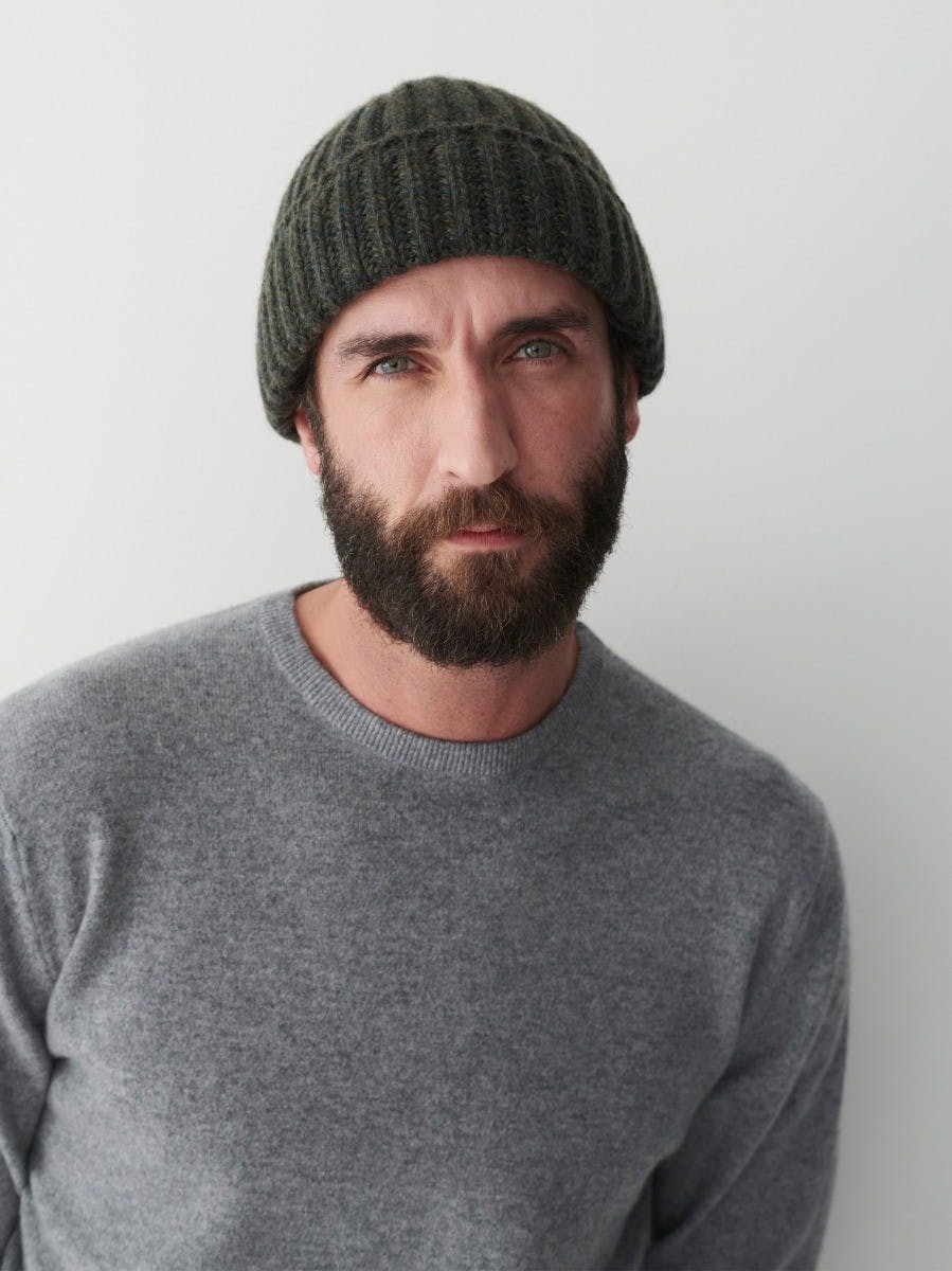 Mens Knitted Cashmere Beanie in Camouflage | Begg x Co