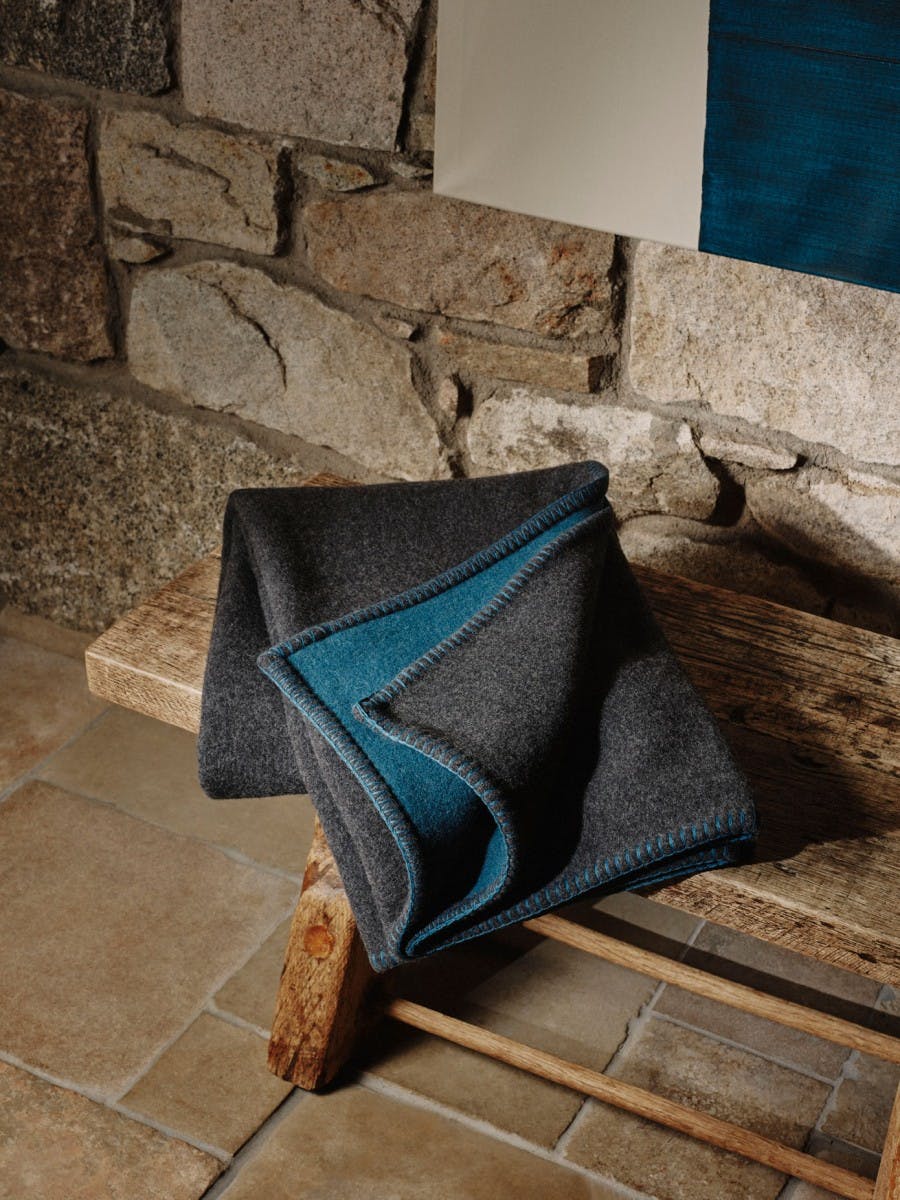 Filt Charcoal Teal Lambswool Cashmere Throw | Begg x Co