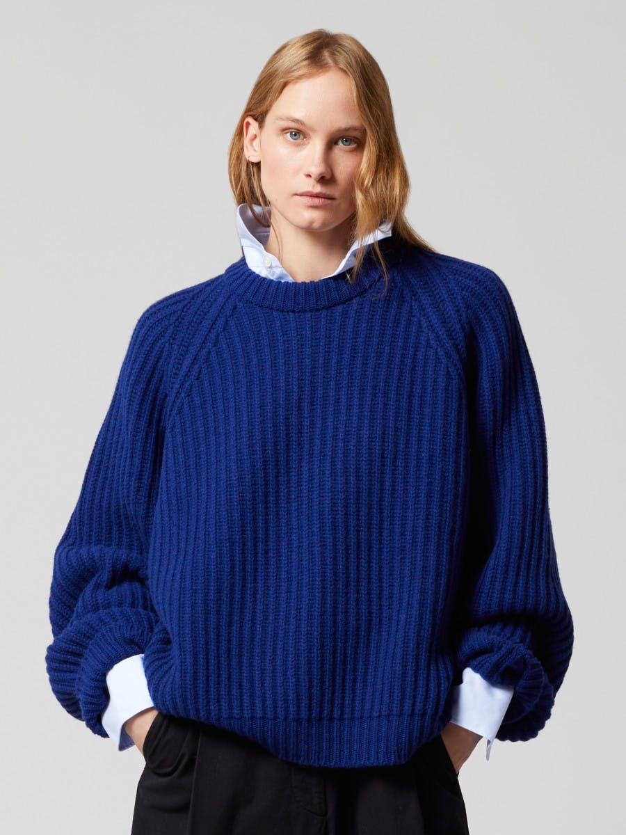 Women's Fisher Cashmere Knitted Sweater Sapphire | Begg x Co