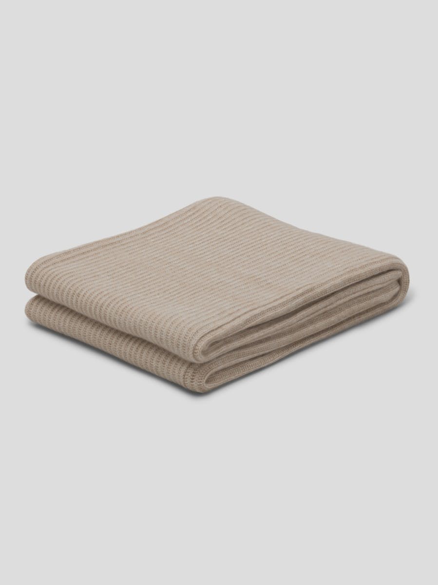 Furrow Knitted Natural Cashmere Blanket | Begg x Co