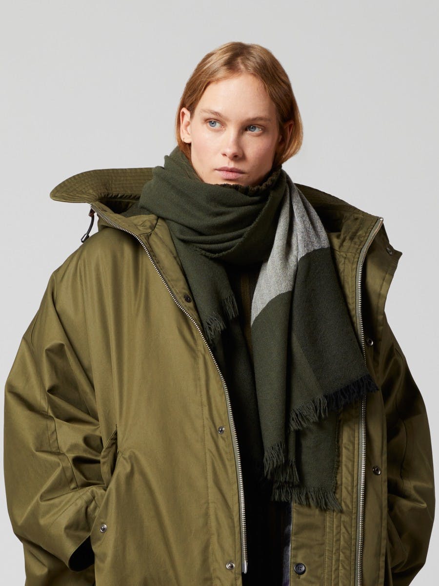 Women's Olive Oversize Washed Cashmere Scarf | Begg x Co