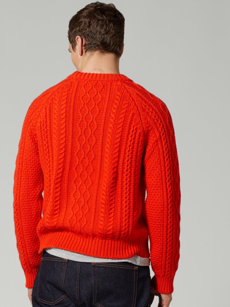 Mens Isla Cashmere Knitted Sweater Orange Pop | Begg x Co