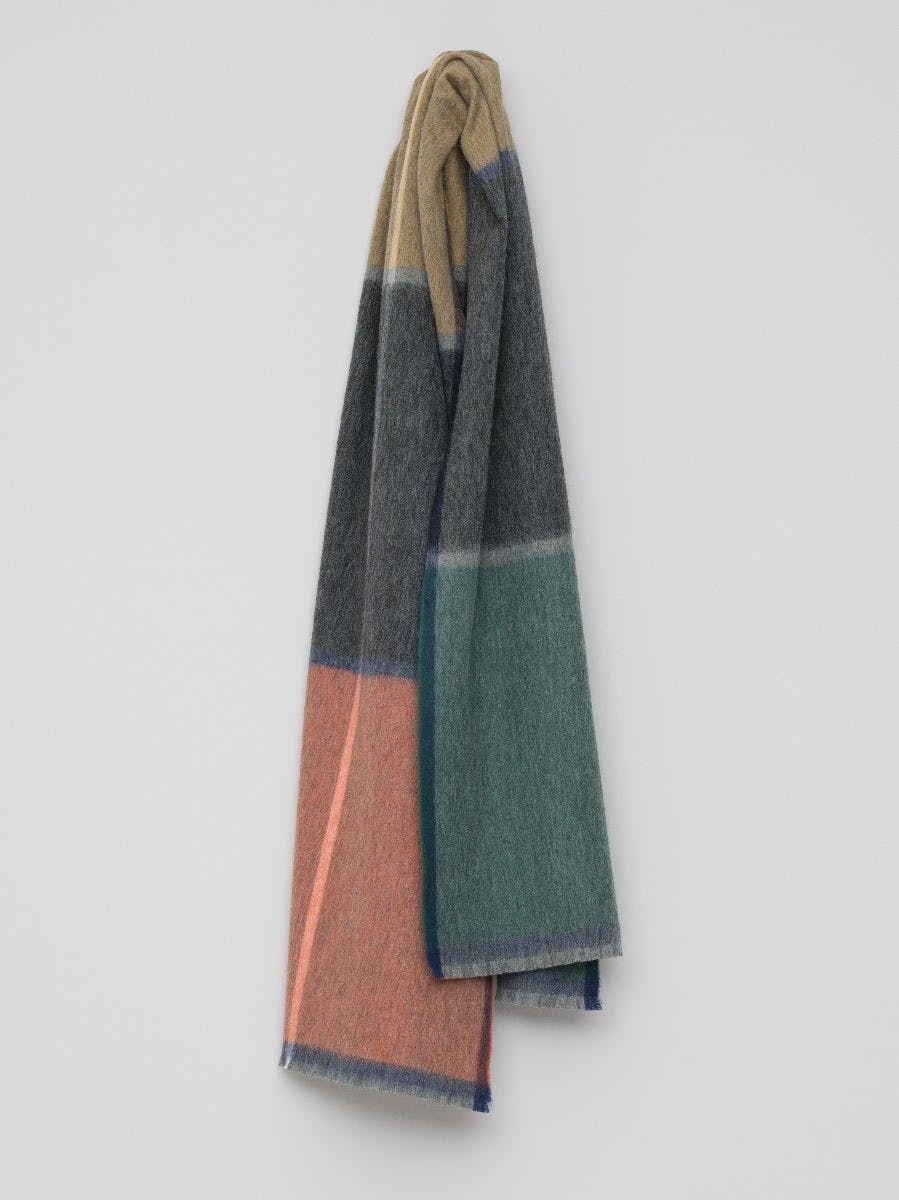 Womens Oversize Grey Multi Lambswool Scarf | Begg x Co