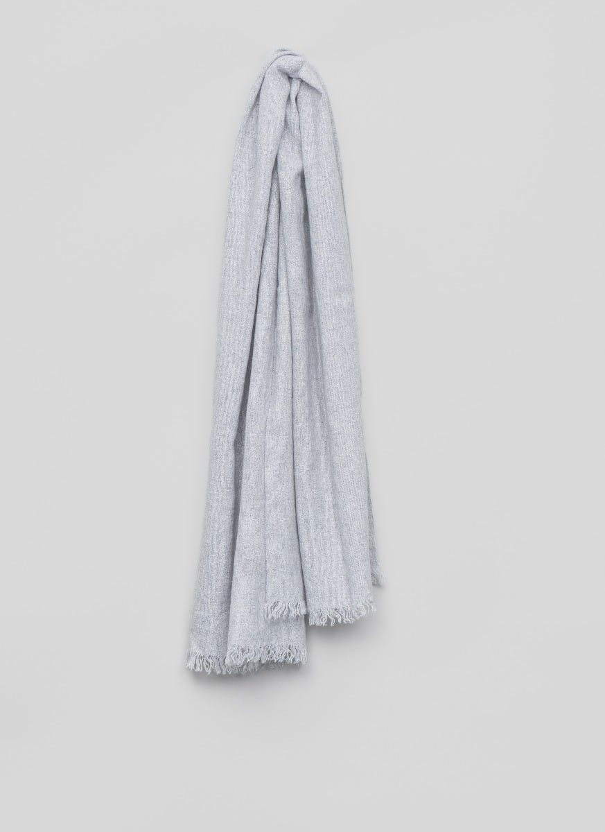 Kos Solid Washed Cashmere Linen Travel Blanket Light Grey | Begg x Co