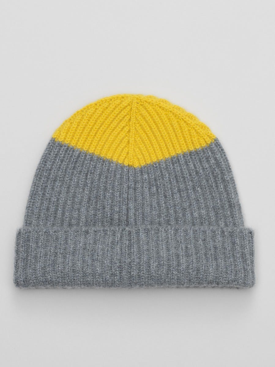 Womens Mid Grey Sunflower Snow Peak Cashmere Beanie Hat | Begg x Co