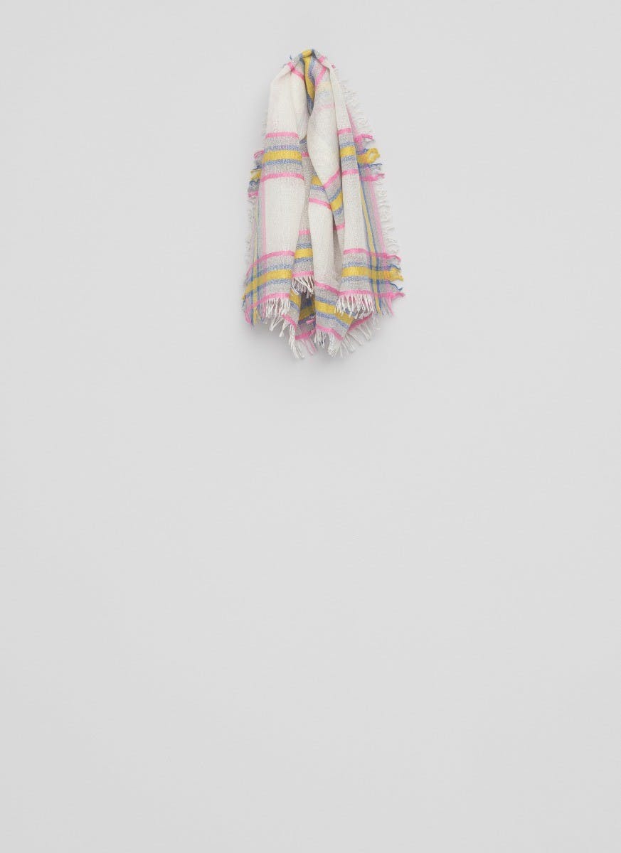 Mens Staffa Ribbon Stripe Cashmere Silk Scarf White Multi | Begg x Co