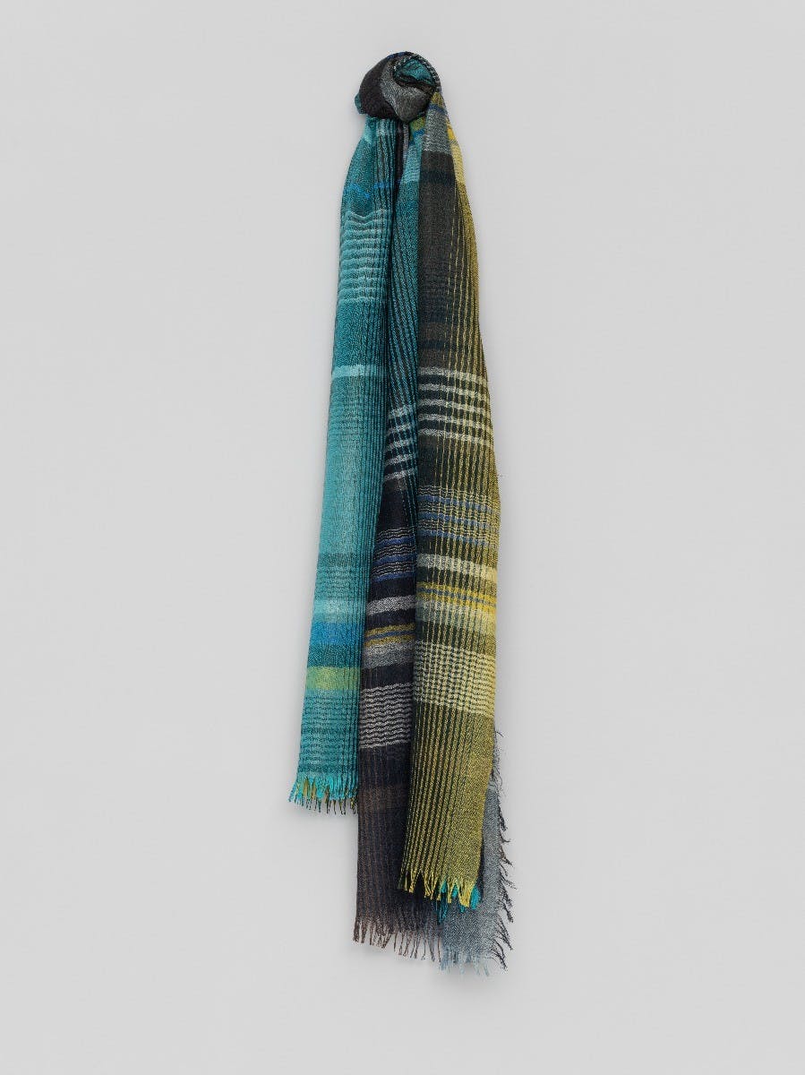 Womens Navy Teal Cashmere Silk Scarf | Begg x Co