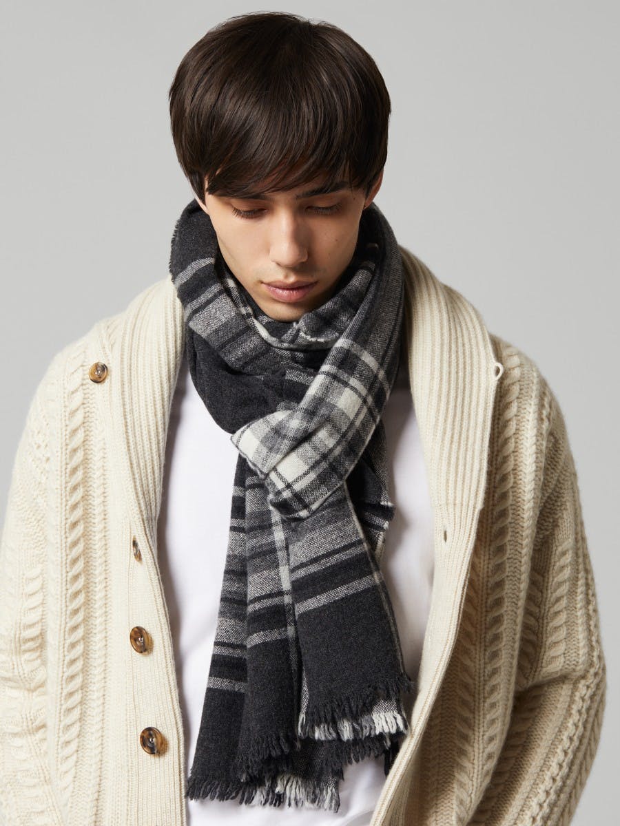 Men's Washed Charcoal Oversize Scarf | Begg x Co