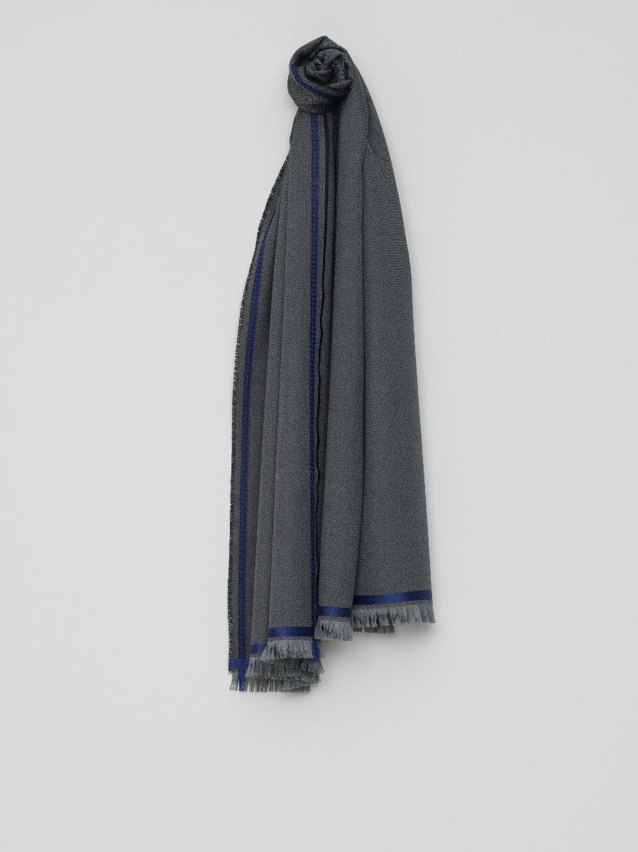 Men's Charcoal Blue Cashmere Silk Scarf | Begg x Co