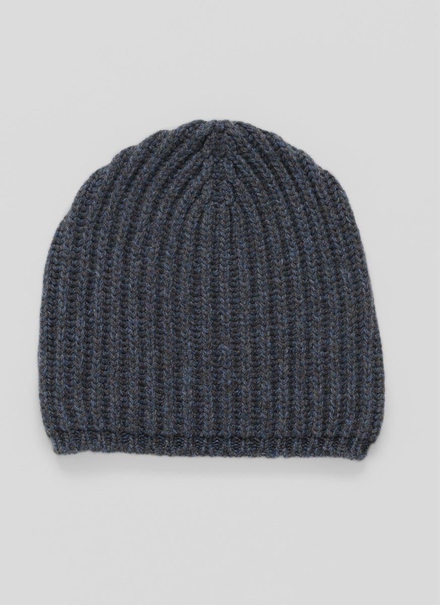 Womens Knitted Cashmere Beanie in Shadow | Begg x Co