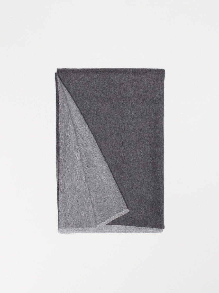 Charcoal Grey Solid Reversible Lambswool Cashmere Throw