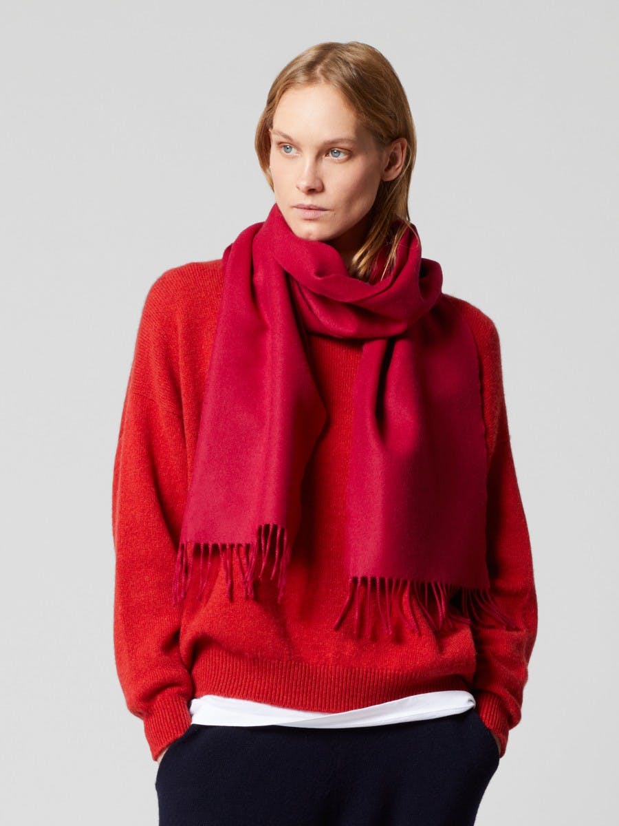 Women's Vier Lambswool Cashmere Scarf Berry | Begg x Co