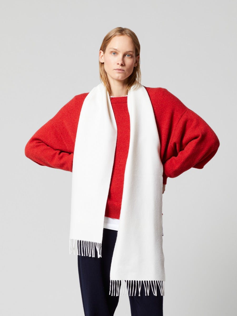 Women's Vier Lambswool Cashmere Ivory Scarf | Begg x Co