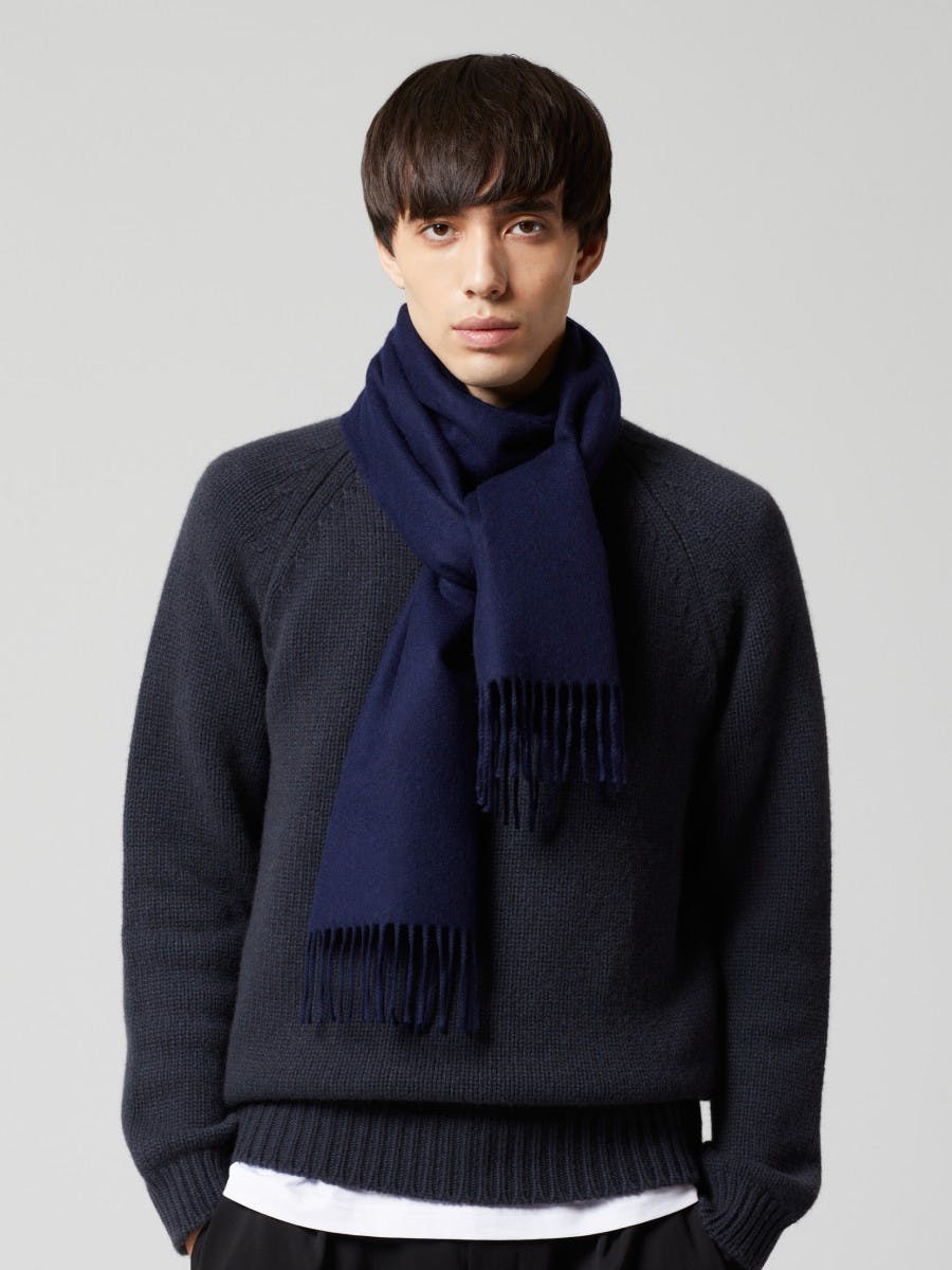 Men's Vier Navy Lambswool Cashmere Scarf | Begg x Co