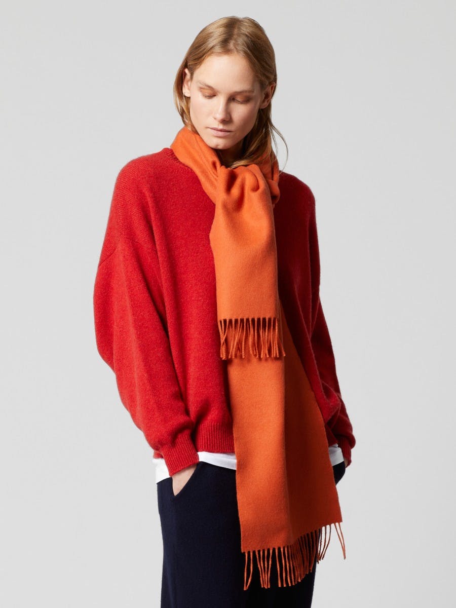 Women's Vier Orange Lambswool Cashmere Scarf | Begg x Co