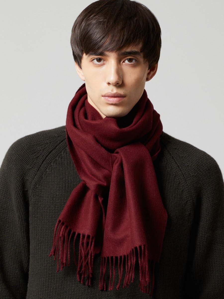 Men's Vier Lambswool Cashmere Wine Scarf | Begg x Co