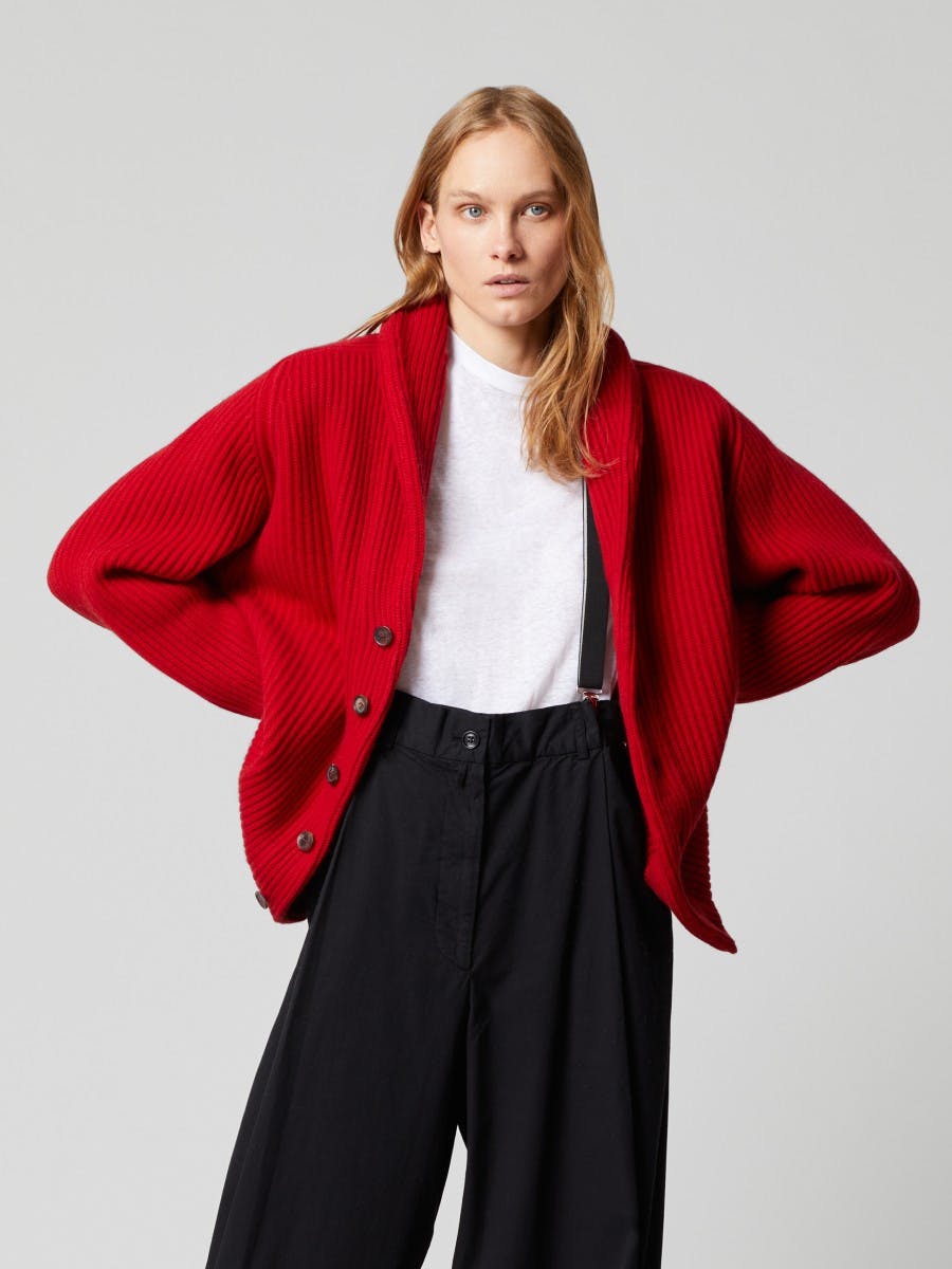 Luxury Cashmere Yacht Women's Cardigan in Red | Begg x Co