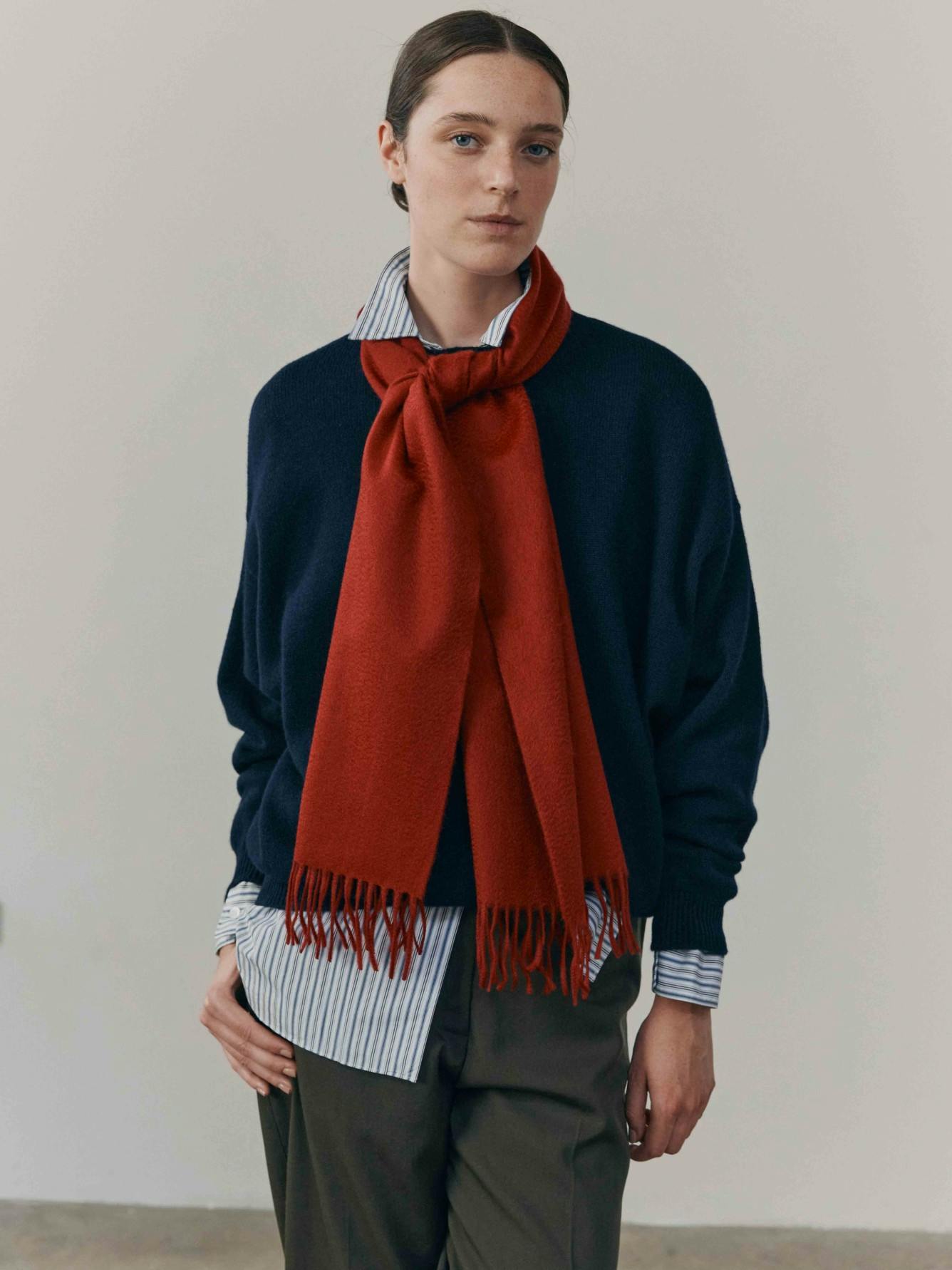 Begg x Co Arran Solid Cashmere Stole in Carmine