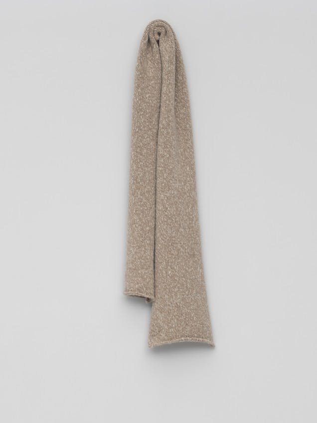 Womens Mottle Natural Knitted Lambswool Scarf | Begg x Co