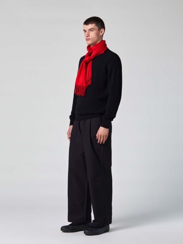 red cashmere winter scarf for men