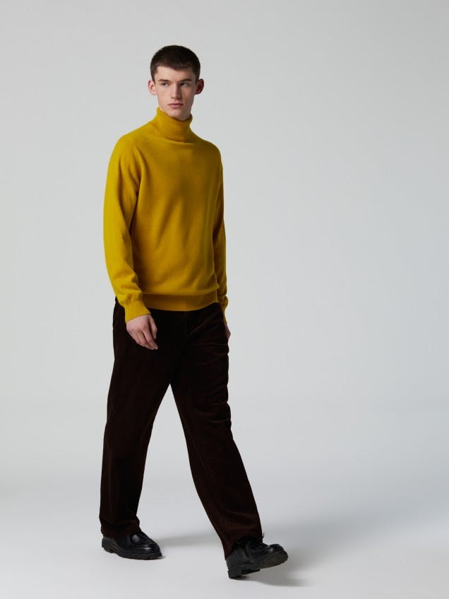 Men's Cashmere Roll Neck Sweater in Yellow | Begg x Co