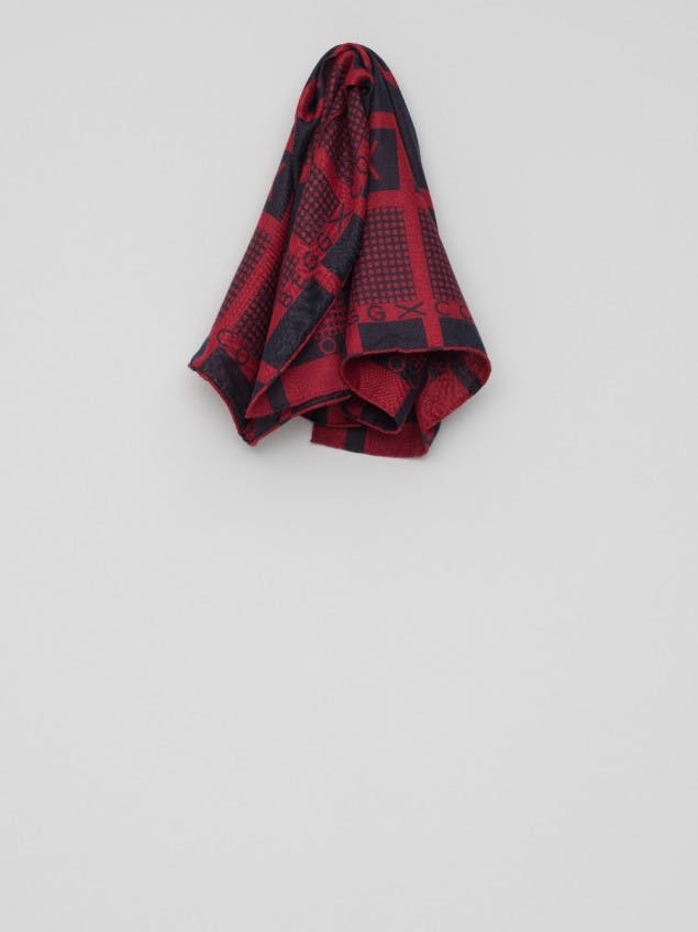 Mens Navy Red Cashmere Silk Scarf | Begg x Co